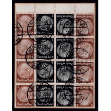 ALEMANIA 1934 ESTAMPILLAS SE-TENANT ZUSAMMENDRUCKE USADAS QUE SON MUCHO MAS RARAS BLOQUE MAYOR EN FRAGMENTO